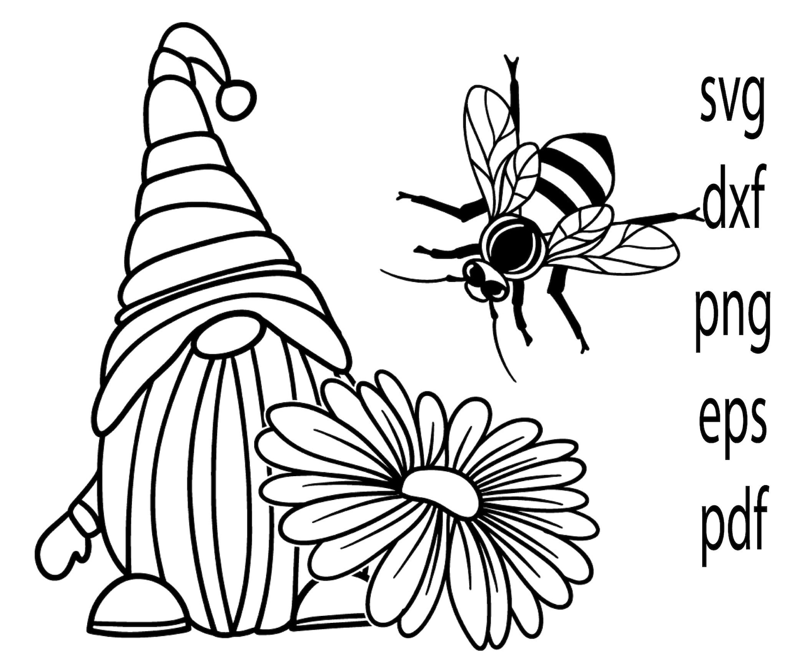 Download Bee outline svg gnome birthday clipart sunflower flower design | Etsy