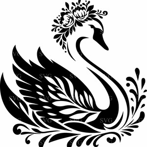 Fichier de coupe SVG 7 cygne | Silhouette d'oiseau élégante | Clipart animal gracieux pour la découpe Cricut et laser
