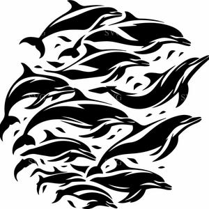 7 Delfine SVG Schnittdatei - 7 Ozean Meerestier Clipart für Meerestiere Handwerk & Dekor - Aquatisch Digital Download