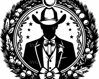4 Cowboy Christmas Ornament SVG – Western Silhouette Clipart (Digital Download)