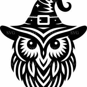 6 Coruja Bruxa SVG, 6 Arquivo de Corte de Coruja de Halloween, Clipart de Pássaro Assustador, Silhueta de Coruja de Chapéu de Bruxa, Vassoura Mágica SVG, Decoração de Halloween DIY