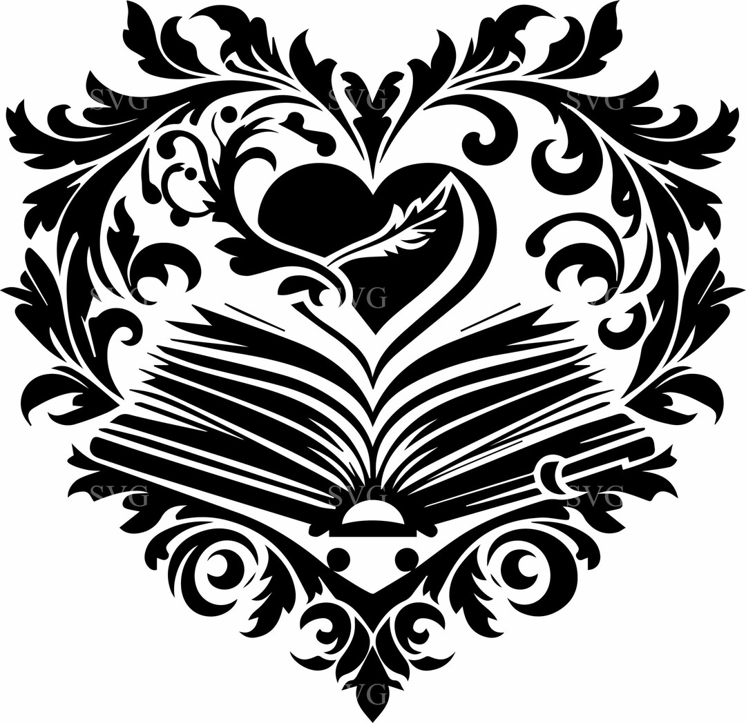 8 Book Heart SVG – Romantic Open Book Cut File for Teacher Gifts ...