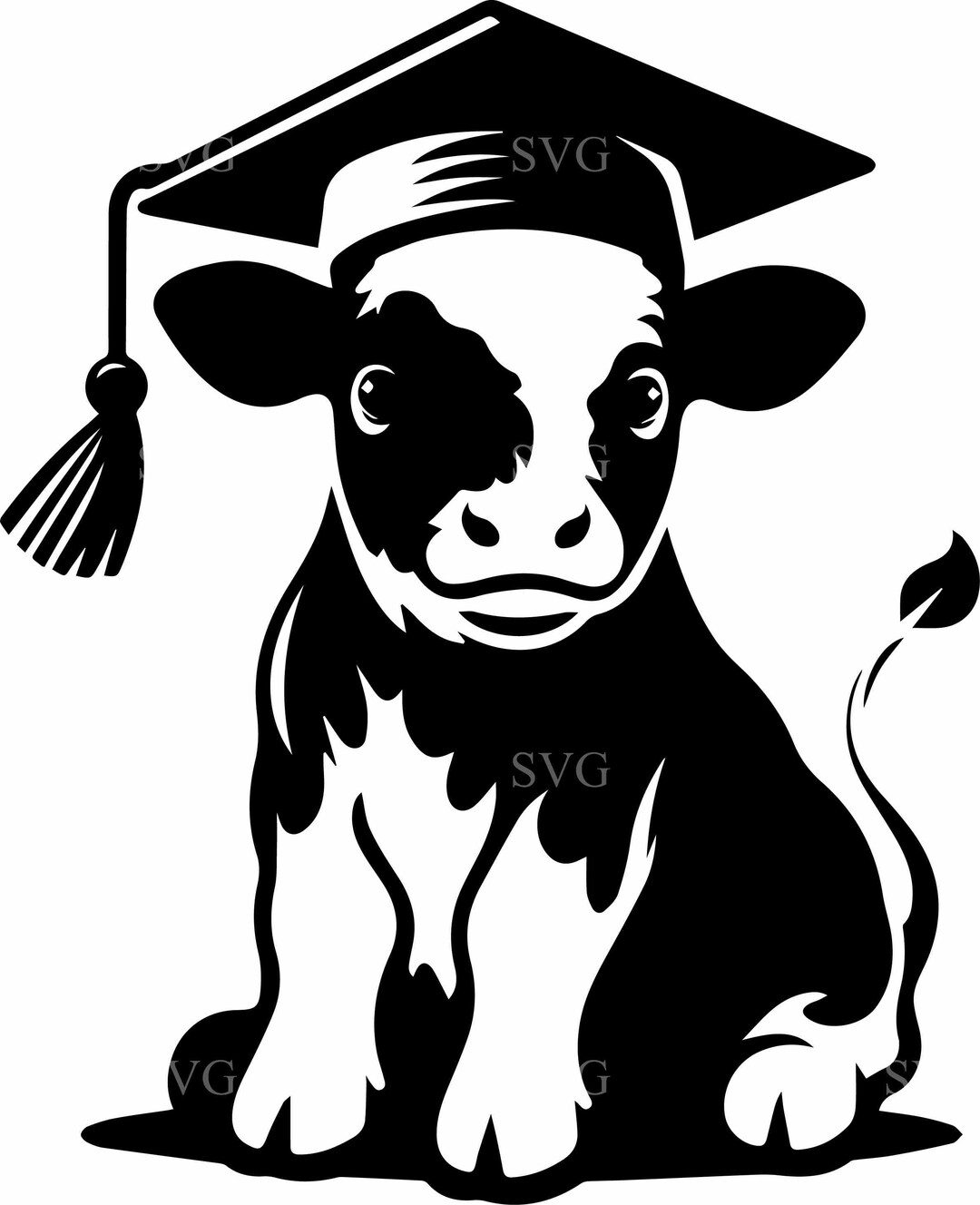 4 Graduation Calf SVG Cut File – Cow With Cap Farm Animal Vector for ...