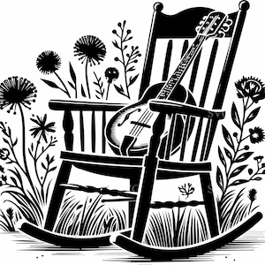 6 chaise banjo SVG - fichier de coupe 6 chaise berçante rustique - musique country des cliparts pour Cricut Crafts, T-shirts, décoration de ferme