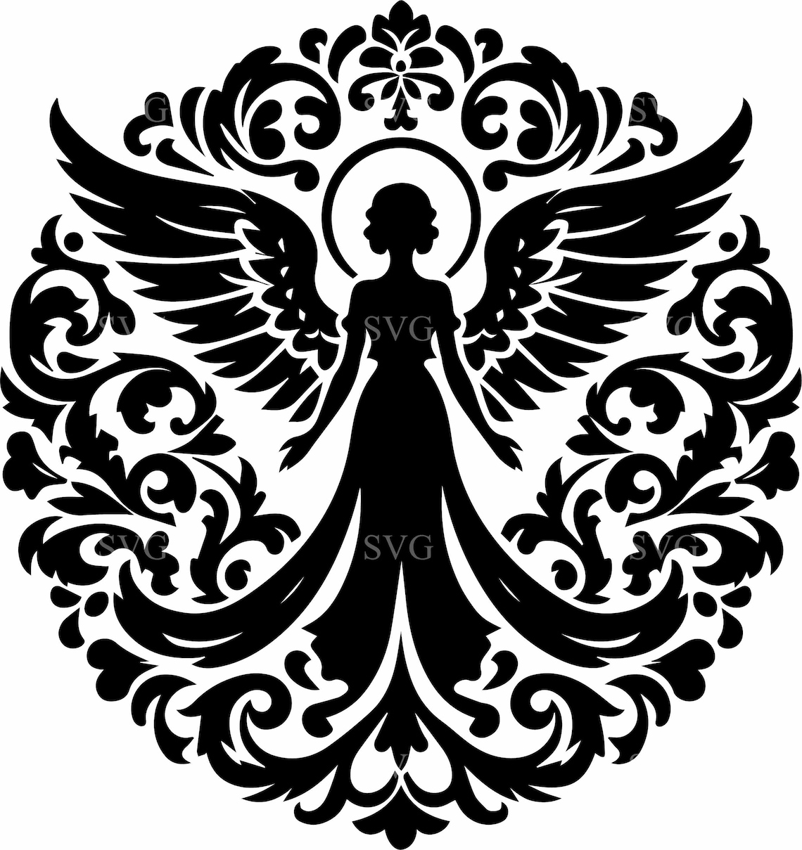 8 Winged Angel SVG – Sacred Angel Cut File – Spiritual Silhouette for ...