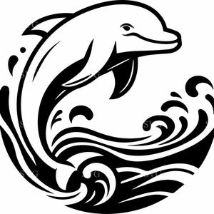 Dauphin sautant SVG - Clipart 4 vagues océaniques pour créations artisanales, décalcomanies et modèles sur le thème marin