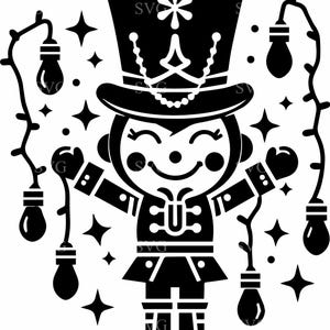 5 arquivos de corte SVG Quebra-Nozes | Quebra-Nozes festivo segurando luzes de Natal | Tema de Natal SVG para Cricut e Silhouette