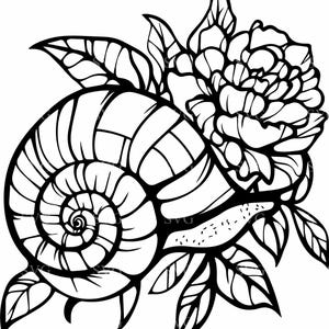 Floral escargot SVG, 8 insectes de jardin élégant avec des fleurs, des cliparts Silhouette Nature, fichier de coupe botanique pour Cricut & Sublimation