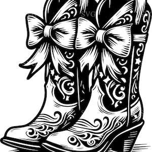 8 Stivali floreali SVG – 8 File di taglio da rodeo da cowgirl – Clipart di moda western per artigianato country, abbigliamento e decorazioni per feste