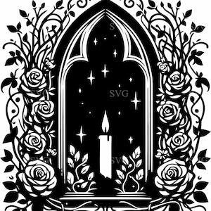 5 archi di candele floreali – 5 candele gotiche SVG – File di taglio Cricut per decorazioni spirituali, artigianato commemorativo, design di lanterne, arte del ritaglio di carta