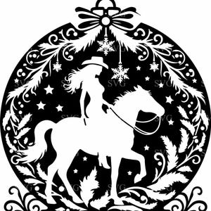 4 boule de Noël SVG cow-girl, fichier de coupe de couronne de Noël western 4, chapeau de cowboy vacances SVG pour Cricut