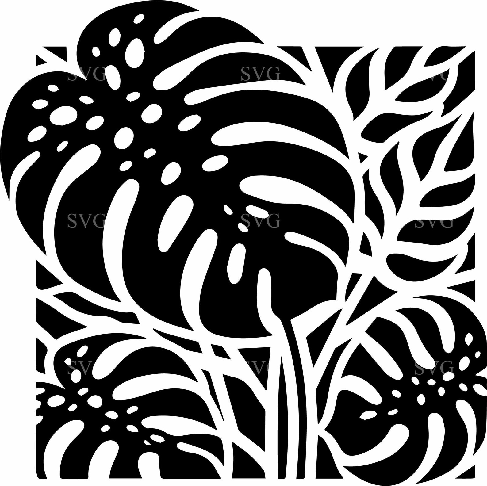 5 Tropical Monstera SVG – Jungle Leaf Pattern Cut File for Cricut and ...