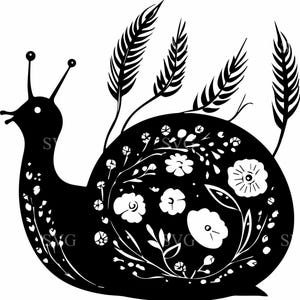 6 file di taglio SVG di lumache floreali - 6 design di insetti da giardino stravaganti per Cricut e Silhouette - Clipart Boho della natura