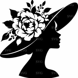 Chapeau femme élégante 7 fichier SVG 7 | Silhouette florale de dame pour Cricut | Design féminin à la mode pour le vinyle et la découpe laser