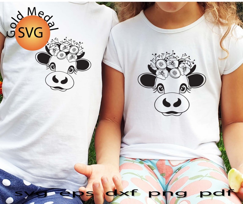 Heifer face svg floral baby peeking cow flower head shirt ...