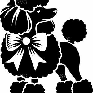 4 eleganti file SVG di barboncini, 4 file di cani eleganti con fiocco alla moda, perfetti per Cricut e Silhouette Glamorous Pet Crafts