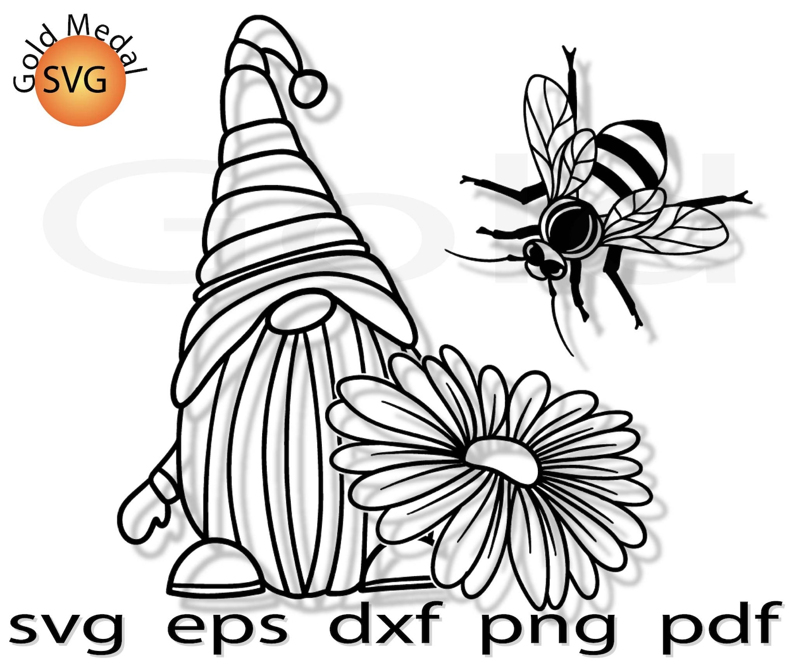 Download Bee outline svg gnome birthday clipart sunflower flower design | Etsy