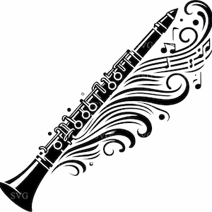 5 Klarinette SVG 5 Schnittdatei, Musikinstrument Clipart, Musiknoten PNG, Band digitaler Download, Klarinettist Cricut Vektor