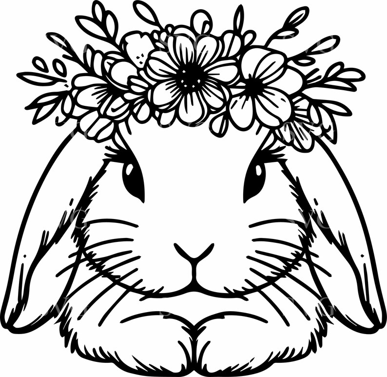 Floral Bunny SVG Cut File, 4 Cute Rabbit With Flower Crown, Spring ...