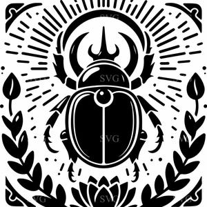 4 Scarab Beetle SVG – Egyptian Symbol with Sun Disk Cut File for Cricut Mystical Wall Art