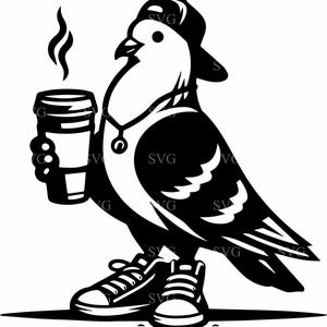5 lustige Taube SVG 5 Schnitt-Datei, Kaffee Vogel Silhouette PNG, schrullig Taube Clipart, einzigartiger Vogel Cricut Vektor digitaler Download