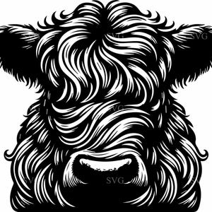 8 Cabezas de Vaca de las Tierras Altas SVG – 8 Imágenes de Animales de Granja de Ganado Peludos para Decoración y Manualidades Rústicas – Descarga Digital