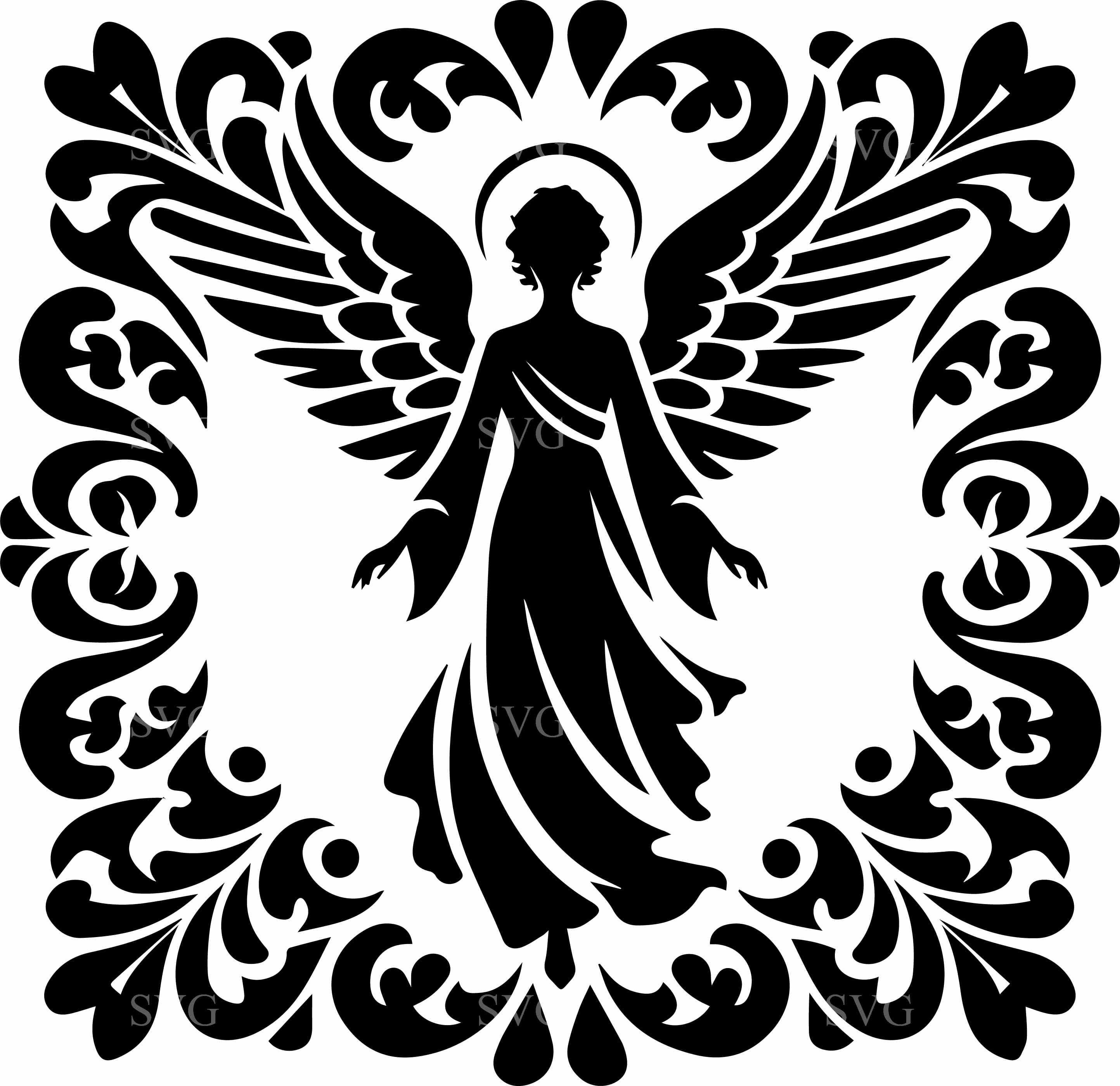 8 Winged Angel SVG – Sacred Angel Cut File – Spiritual Silhouette for ...