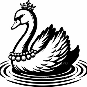 4 cygnes élégants SVG, 4 cygnes avec collier de perles, silhouette gracieuse d'oiseau d'eau, fichier découpé au laser, clipart Cricut