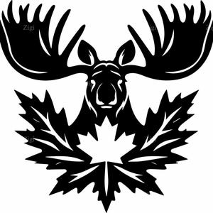 6 Canadian Moose SVG – Head Silhouette Cut File with Maple Leaf for Cricut, Wildlife Cabin Decor, Outdoors Camping Crafts