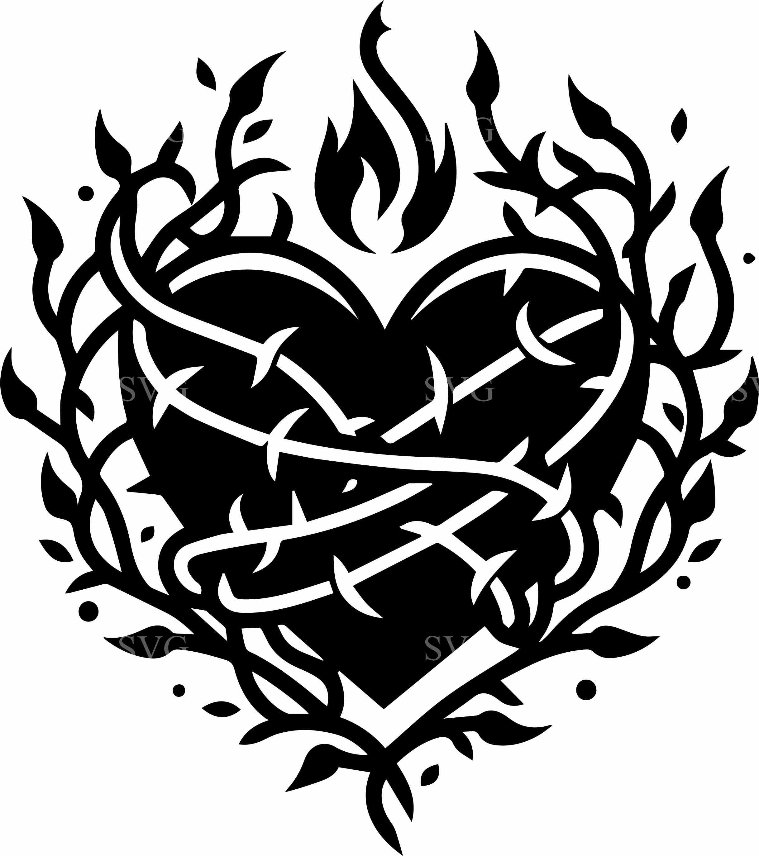 ハードカバー2006年オリジナル版tattoo icons victionary 8 Flaming Thorn Heart SVG – Gothic Tattoo Cut File (digital