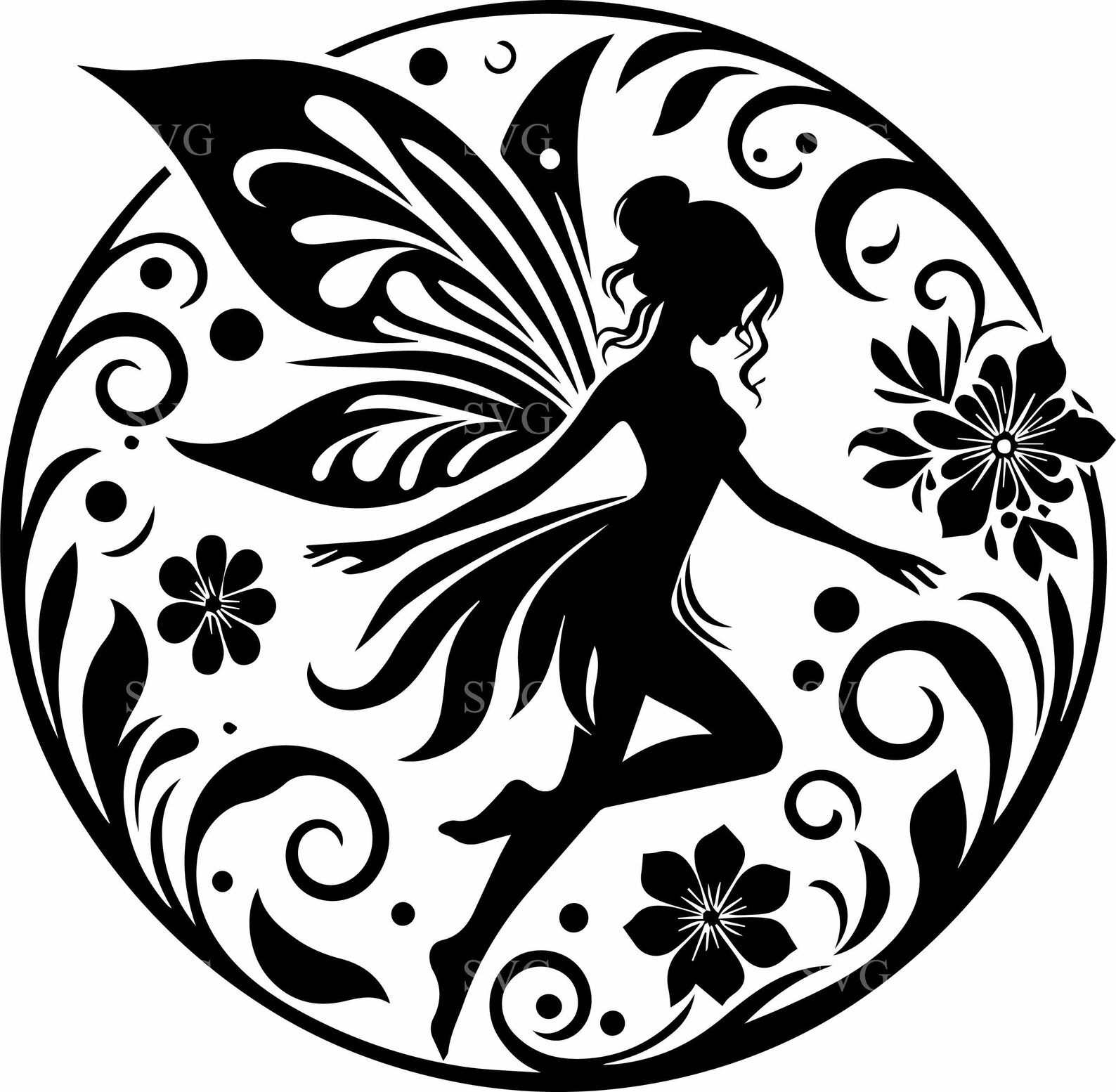 8 Fairy Circle SVG – Magical Fairy Silhouette Cut File for Cricut and ...