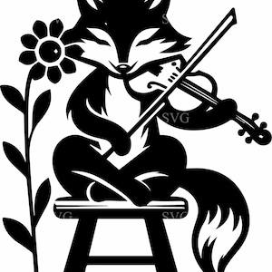 5 animaux violon SVG - 5 renard mignon jouant des cliparts violon, animal de la forêt PNG pour Cricut, décoration musicale Woodland et projets de bricolage
