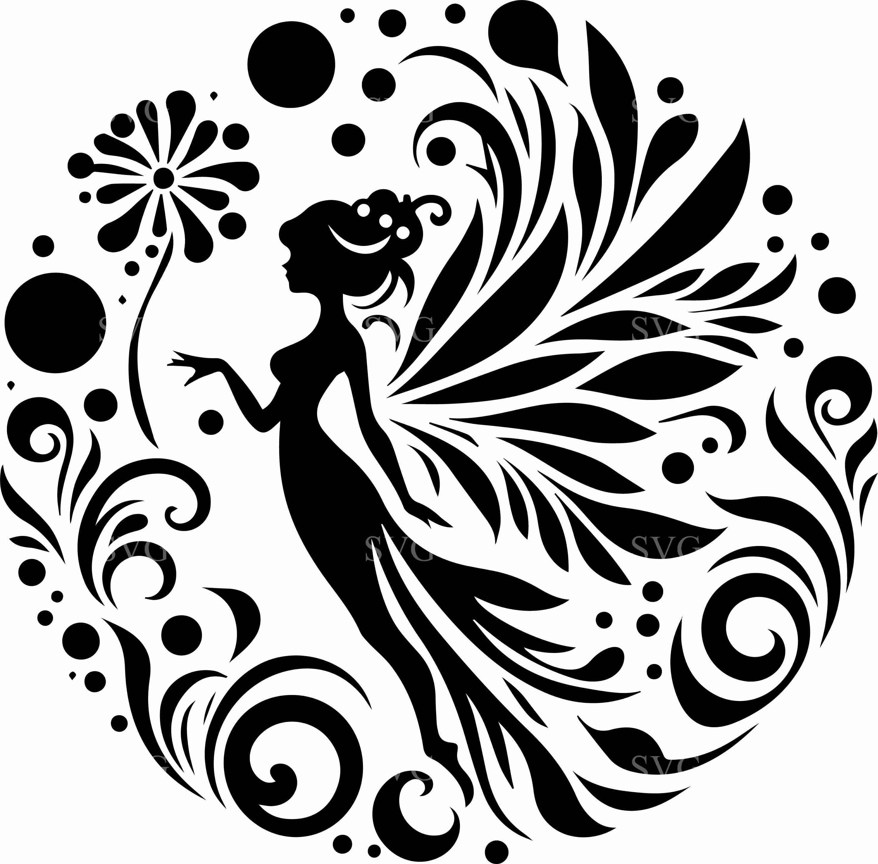8 Fairy Circle SVG – Magical Fairy Silhouette Cut File for Cricut and ...