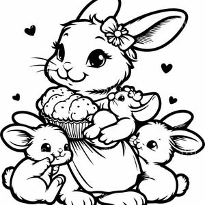6 file di taglio SVG per famiglie di conigli / 6 clipart di mamme e cuccioli di conigli / silhouette di animali del bosco, pasquali e primaverili per Cricut