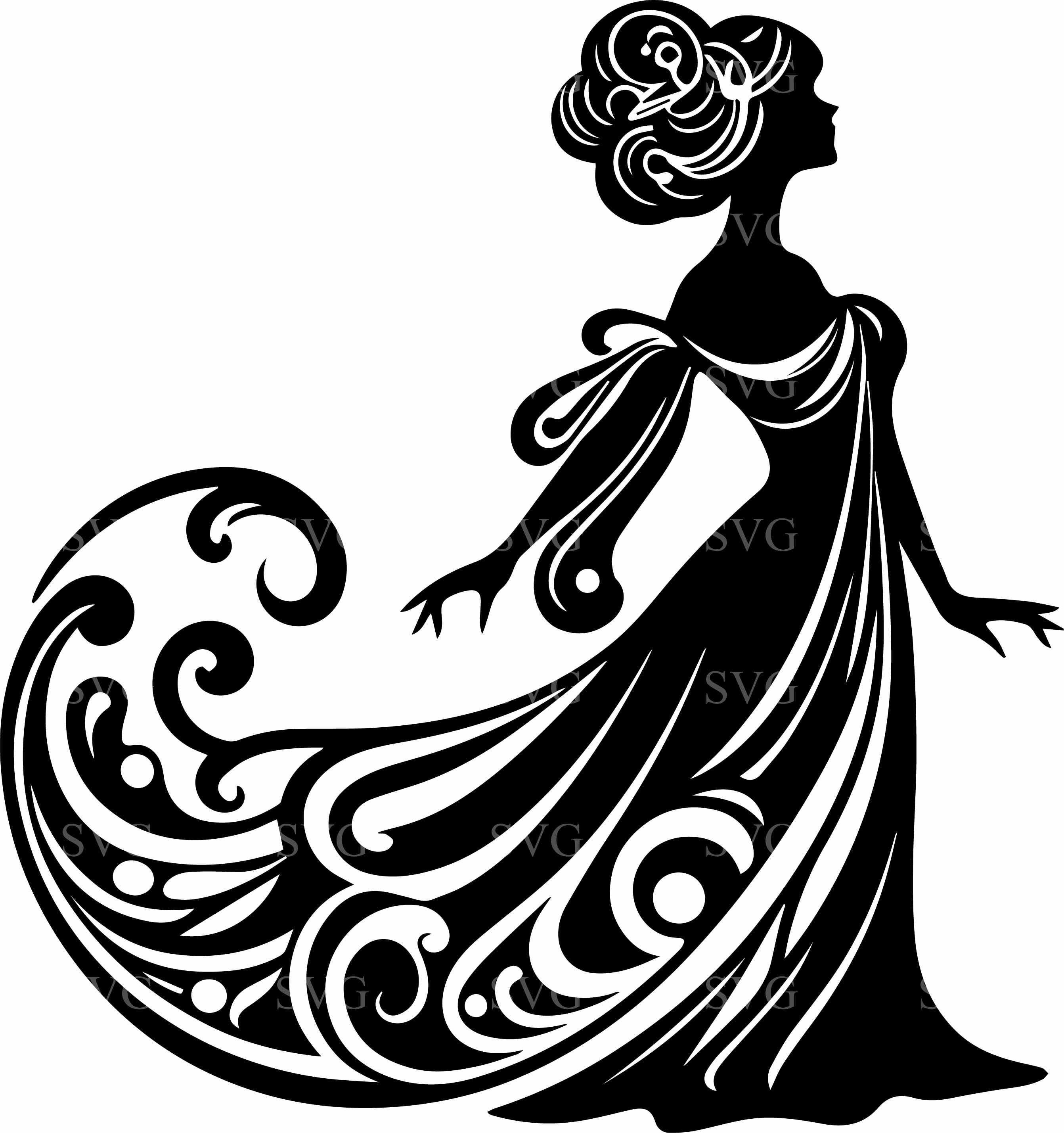 9 Elegant Swirl Lady SVG, Graceful Woman Silhouette Cut File (digital  Download) - Etsy