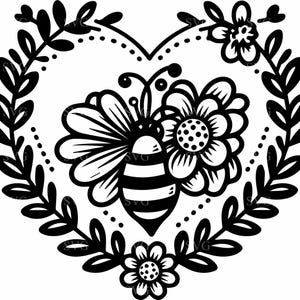 10 abeille sur champignon SVG, fichier de coupe abeille fleur marguerite mignonne, scène d'insecte des bois pour projets Cricut et Silhouette
