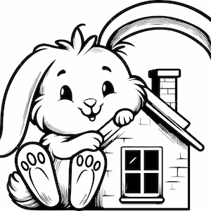 Coniglietto con casa SVG, 4 simpatici file di taglio per conigli per Cricut e Silhouette, adorabile design artigianale di animali