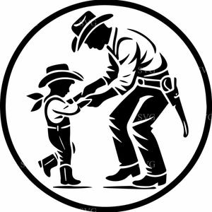 4 Western Family – Cowboy Dad and Kid SVG Cut File – Father’s Day Cricut Design for Gifts, Shirts, Signs, Sublimation Art
