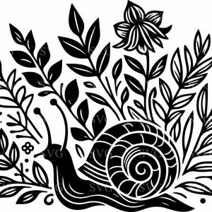 8 file SVG di lumache da giardino / 8 graziosi file di taglio di lumache botaniche / Clipart di lumache floreali per progetti Cricut e Silhouette