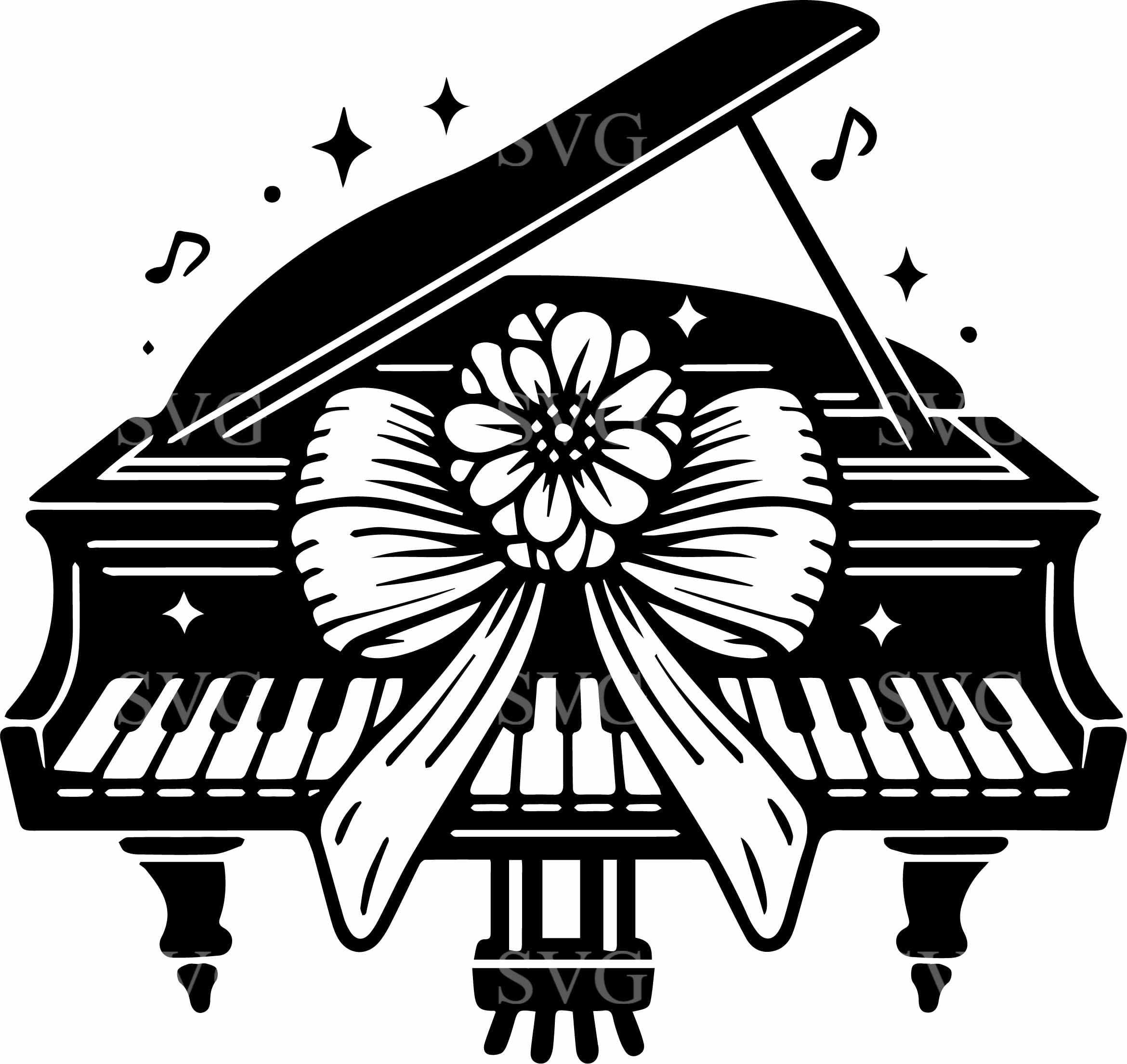 4 Floral Grand Piano SVG – Elegant Music Clipart, Cricut Ready