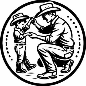 4 Cowboy Dad and Son SVG, Father and Child Silhouette Cut File, Western Family Clipart for Cricut Projects
