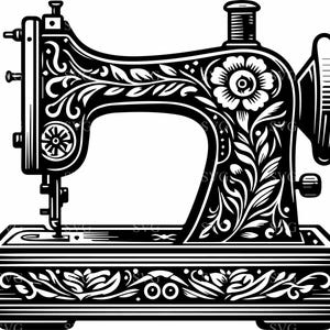 5 vintage naaimachine SVG, 5 antieke naaien gesneden bestand, bloemen naaien clipart, quilten ontwerp, naaister kunst