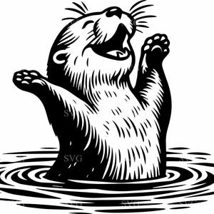 Carino Otter SVG - 4 Lontra giocosa in acqua Clipart per fai da te, decalcomanie e design a tema natura