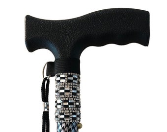 Black Silver Rhinestone Walking Cane