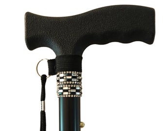 Black Silver Rhinestone Walking Cane