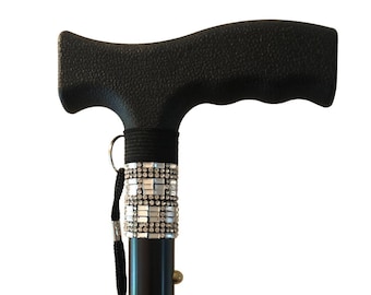 Black and Silver Rhinestone Walking Cane