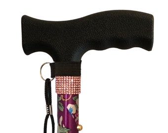 Purple and Pink Floral Diamond Walking Cane