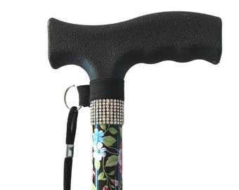 Multi Color Floral Diamond Walking Cane