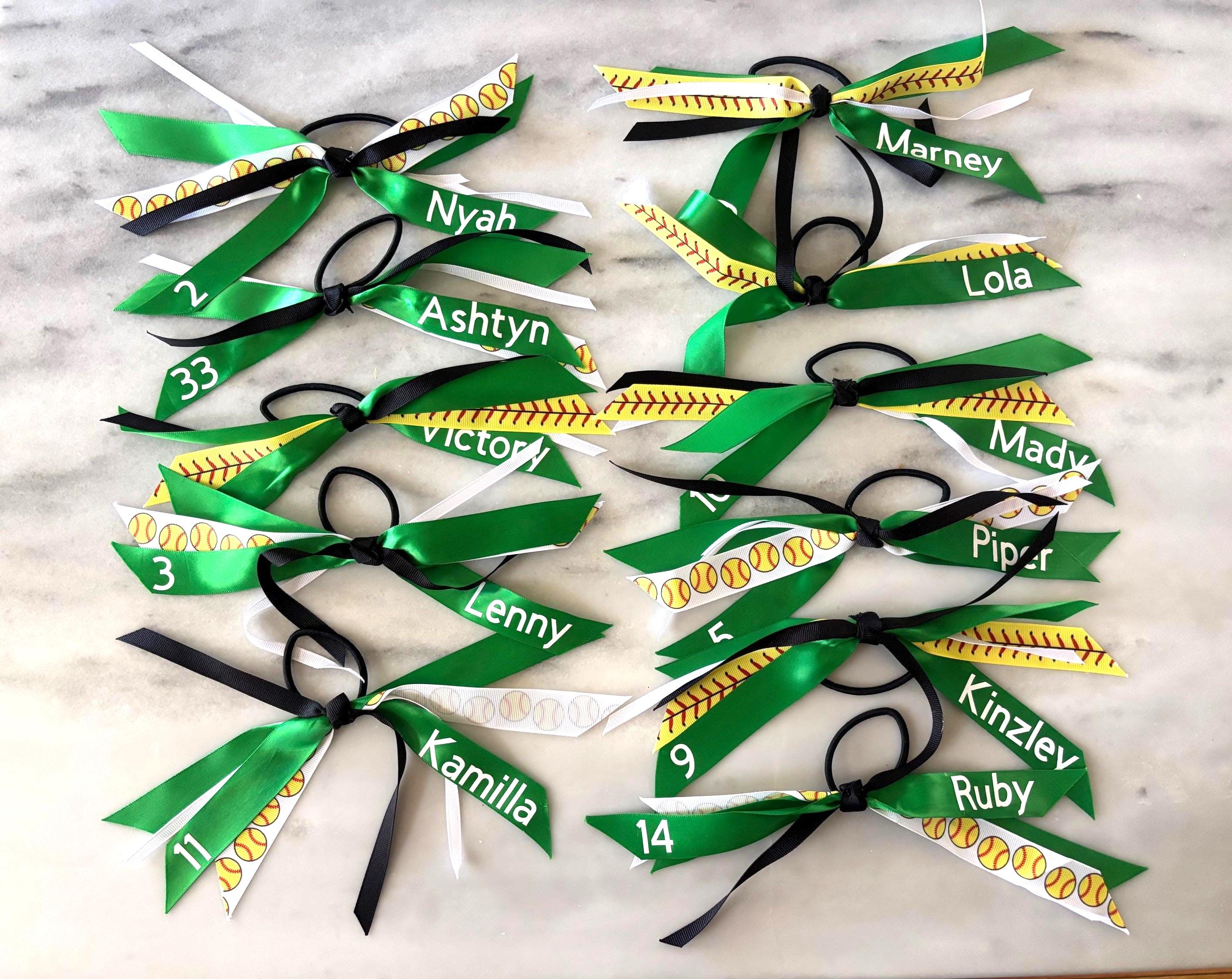 Customizable Softball Team Hair Accessories: Bows, Streamers, Ribbons ...