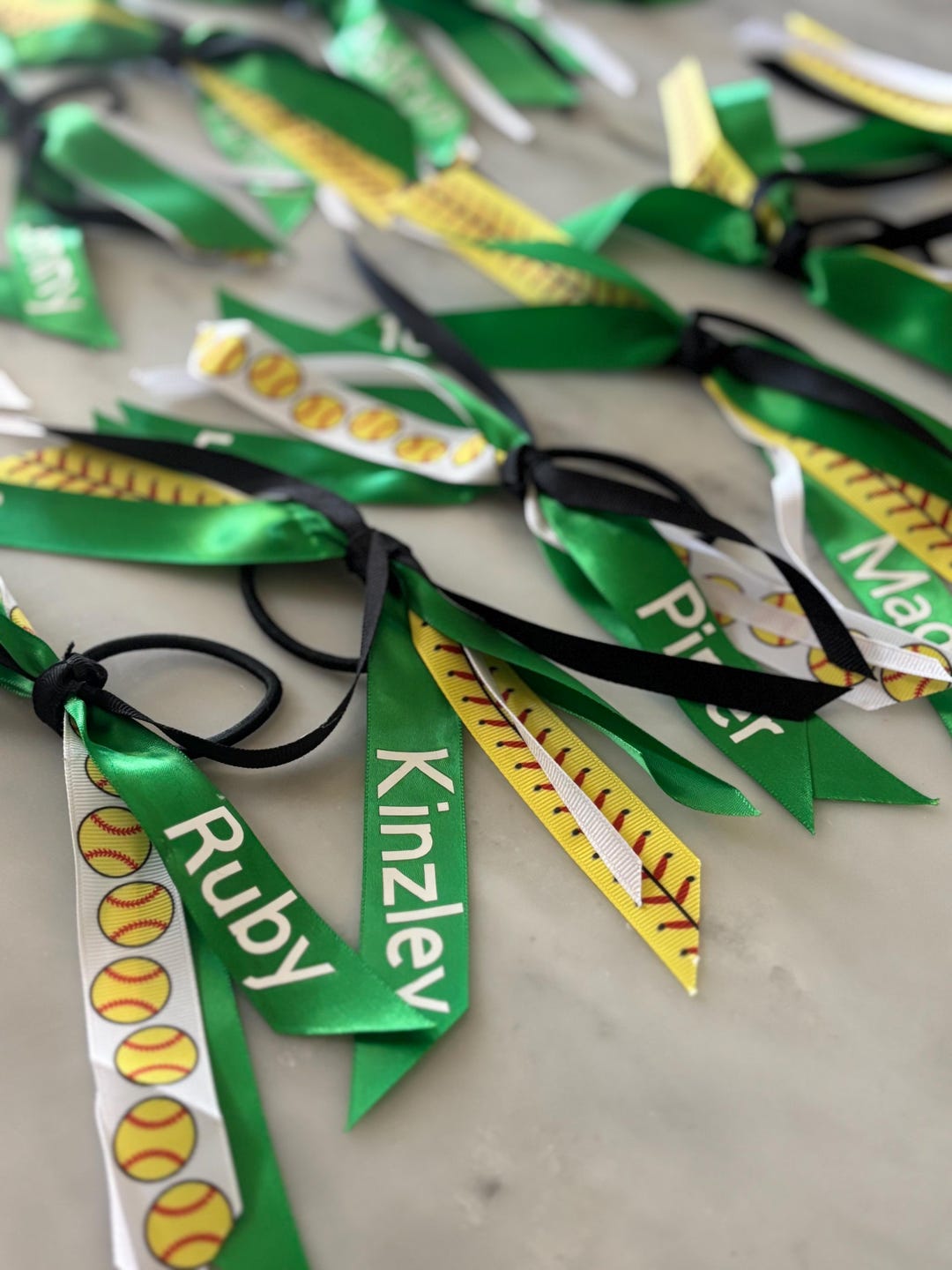 Customizable Softball Team Hair Accessories: Bows, Streamers, Ribbons ...